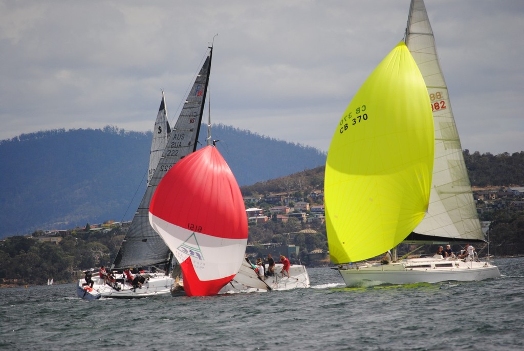 Cleopatra broaches between boats - Crown Series Bellerive Regatta 2013 © Peter Campbell